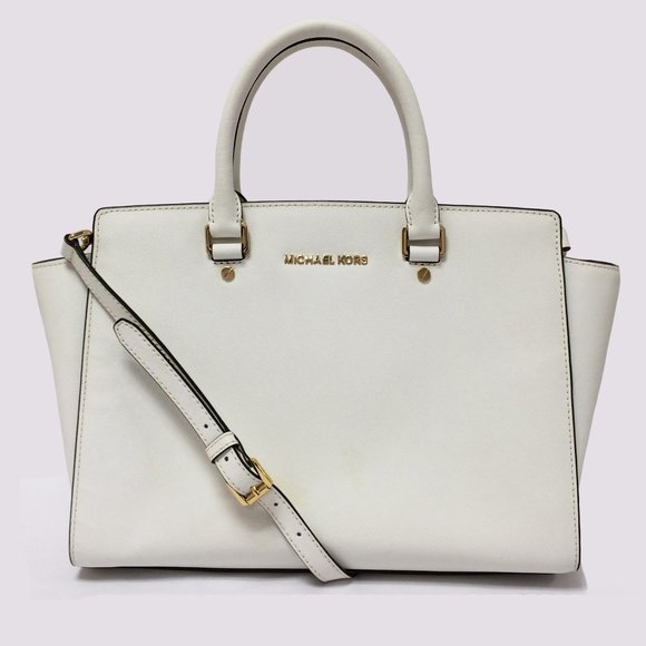 Michael by Michael kors Selma Optic White Leather Satchel - Picture 1 of 12